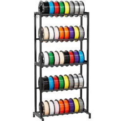 VEVOR 3D Printer Filament Storage Rack, 5 Tier Heavy Duty Storage Shelves for 3D Printing Filaments, Filament Spool Holders Racks for 3D Printing Studio, Home Studio, Office, Workshop (Shelf Only)