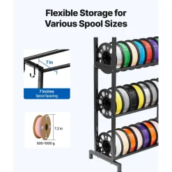 VEVOR 3D Printer Filament Storage Rack, 5 Tier Heavy Duty Storage Shelves for 3D Printing Filaments, Filament Spool Holders Racks for 3D Printing Studio, Home Studio, Office, Workshop (Shelf Only)