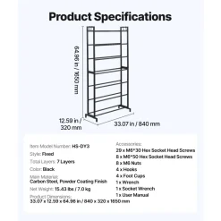 VEVOR 3D Printer Filament Storage Rack, 7 Tier Heavy Duty Storage Shelves for 3D Printing Filaments, Filament Spool Holders Racks for 3D Printing Studio, Home Studio, Office, Workshop (Shelf Only)