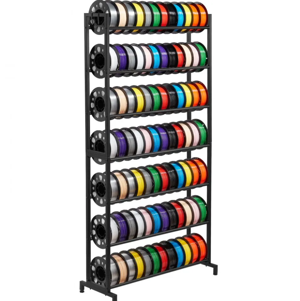 VEVOR 3D Printer Filament Storage Rack, 7 Tier Heavy Duty Storage Shelves for 3D Printing Filaments, Filament Spool Holders Racks for 3D Printing Studio, Home Studio, Office, Workshop (Shelf Only)