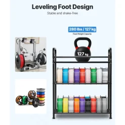 VEVOR 3D Printer Filament Storage Rack, 3 Tier Heavy Duty Storage Shelf, Rolling Filament Spool Holders Racks with Wheels, Filaments Organzied for 3D Printing Station, Office, Workshop (Shelf Only)