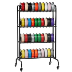 VEVOR 3D Printer Filament Storage Rack, 4 Tier Heavy Duty Storage Shelf, Rolling Filament Spool Holders Racks with Wheels, Filaments Organzied for 3D Printing Station, Office, Workshop (Shelf Only)