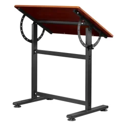 VEVOR Drafting Table, Adjustable 0°–90° Tilt Drawing Desk, Portable Artist Table with Black H-Frame and Brown Desktop, Wooden Painting Desk Craft Workstation for Reading, Writing, Crafting, Meeting