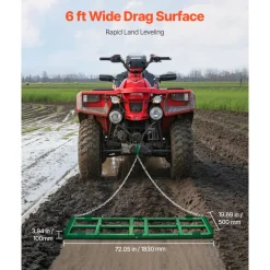 VEVOR Drag Harrow, 6 ft Heavy Duty Tow Behind Drag Harrow with Adjustable Bars & 72 in Chain, Driveway Grader Landscape Rake for ATV, UTV, Tractor, Mower Tow Behind Yard Lawn Leveling Tool