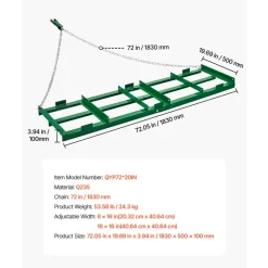 VEVOR Drag Harrow, 6 ft Heavy Duty Tow Behind Drag Harrow with Adjustable Bars & 72 in Chain, Driveway Grader Landscape Rake for ATV, UTV, Tractor, Mower Tow Behind Yard Lawn Leveling Tool