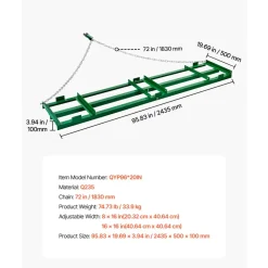 VEVOR Drag Harrow, 8 ft Heavy Duty Tow Behind Drag Harrow with Adjustable Bars & 72 in Chain, Driveway Grader Landscape Rake for ATV, UTV, Tractor, Mower Tow Behind Yard Lawn Leveling Tool