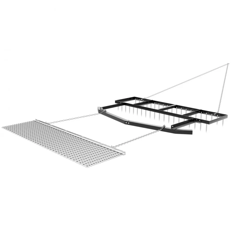 VEVOR Drag Harrow, 6 ft Tow-Behind Driveway Grader with Chain Harrow, Adjustable Width & 80lbs Load Capacity, Heavy Duty Lawn Leveling Rake, Fits ATVs UTVs Tractors, for Gravel Driveway Field