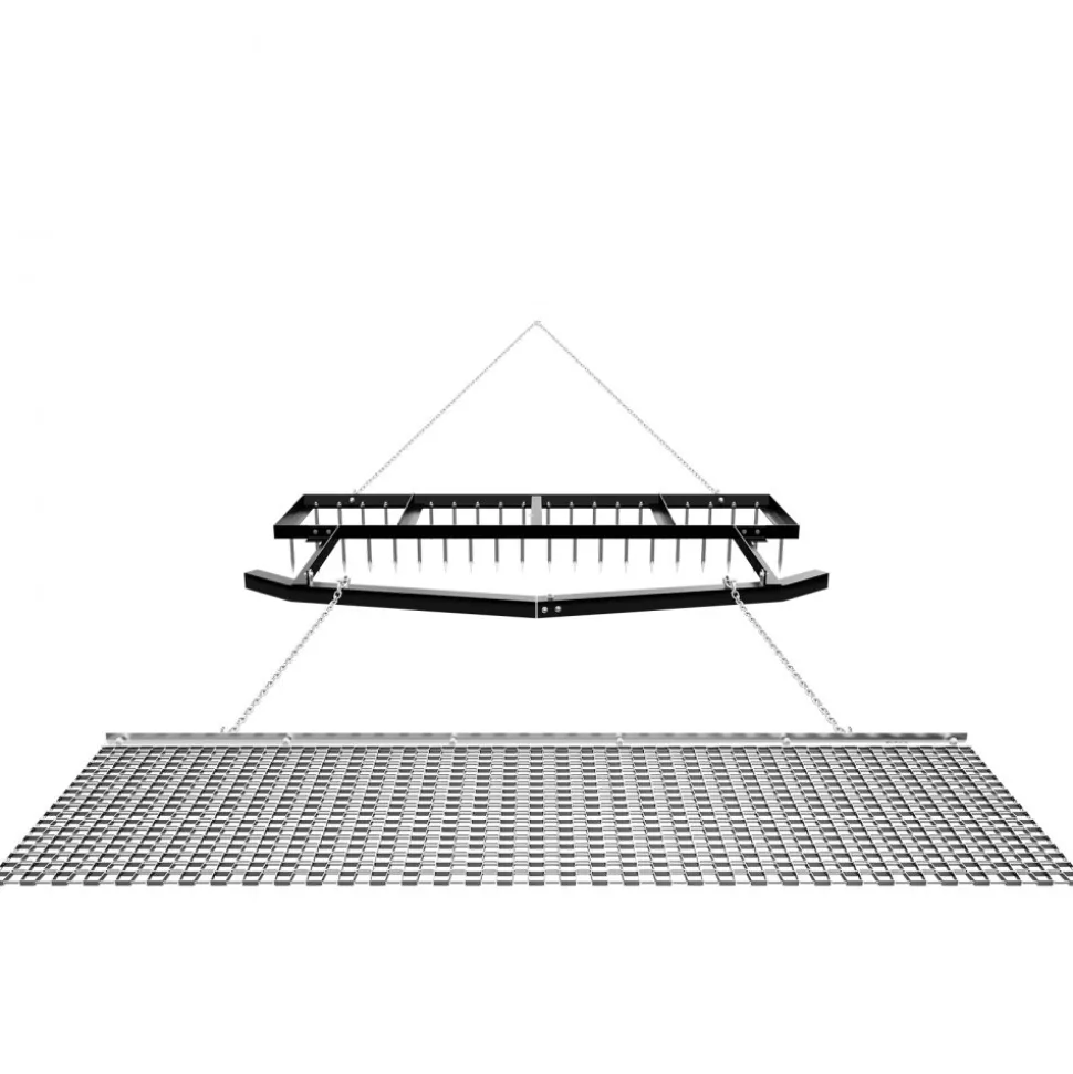 VEVOR Drag Harrow, 6 ft Tow-Behind Driveway Grader with Chain Harrow, Adjustable Width & 80lbs Load Capacity, Heavy Duty Lawn Leveling Rake, Fits ATVs UTVs Tractors, for Gravel Driveway Field