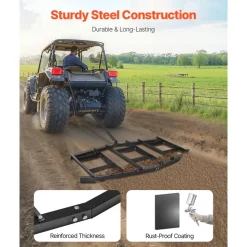 VEVOR Drag Harrow, 84" Width Tow Behind Drag Harrow, Q235 Steel Driveway Grader with Adjustable Bars & Pin Hitch, Support up to 50 lbs, Tractor Driveway Harrow for ATVs, UTVs, Garden Lawn Tractors