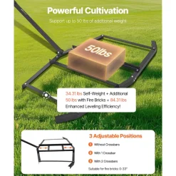 VEVOR Drag Harrow, 74" Width Tow Behind Drag Harrow, Q235 Steel Driveway Grader with Adjustable Bars & Pin Hitch, Support up to 50 lbs, Tractor Driveway Harrow for ATVs, UTVs, Garden Lawn Tractors