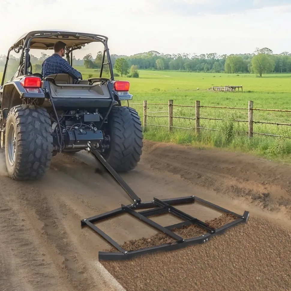 VEVOR Drag Harrow, 74" Width Tow Behind Drag Harrow, Q235 Steel Driveway Grader with Adjustable Bars & Pin Hitch, Support up to 50 lbs, Tractor Driveway Harrow for ATVs, UTVs, Garden Lawn Tractors
