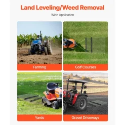 VEVOR Drag Harrow, 4 x 5 ft Chain Harrow - Made from Q235 Steel, UTV Tractor Attachments for Landscape Leveling or Sod Prepping, Durable Harrow Rake for Gravel Driveway, Farm Field Garden Black