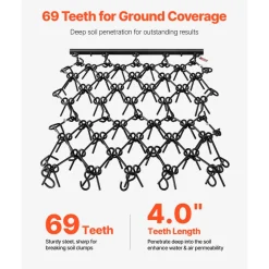 VEVOR Drag Harrow, 4 x 4 ft Durable Chain Harrow with 69 Sharp Teeth, Suitable for ATV UTV Tractor, Ideal for Soil Preparation, Seeding, Smoothing Landscapes, and Yard Gravel Driveway Maintenance