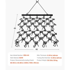 VEVOR Drag Harrow, 4 x 4 ft Durable Chain Harrow with 69 Sharp Teeth, Suitable for ATV UTV Tractor, Ideal for Soil Preparation, Seeding, Smoothing Landscapes, and Yard Gravel Driveway Maintenance