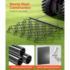VEVOR Drag Harrow, 5 x 4.5 ft Durable Chain Harrow with 60 Sharp Teeth, Suitable for ATV UTV Tractor, Ideal for Soil Preparation, Seeding, Smoothing Landscapes, and Yard Gravel Driveway Maintenance