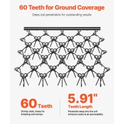 VEVOR Drag Harrow, 5 x 4.5 ft Durable Chain Harrow with 60 Sharp Teeth, Suitable for ATV UTV Tractor, Ideal for Soil Preparation, Seeding, Smoothing Landscapes, and Yard Gravel Driveway Maintenance