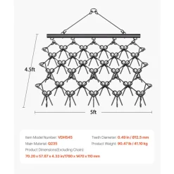 VEVOR Drag Harrow, 5 x 4.5 ft Durable Chain Harrow with 60 Sharp Teeth, Suitable for ATV UTV Tractor, Ideal for Soil Preparation, Seeding, Smoothing Landscapes, and Yard Gravel Driveway Maintenance