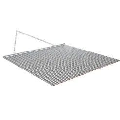 VEVOR Drag Harrow, 4 x 4 ft, High-Efficiency Chain Harrow Rake, ATVs UTVs Tractors Attachments, Durable Galvanized Steel Mesh Drag Mat with Towing Chain, for Gravel Driveway Ruts Farm Field Leveling