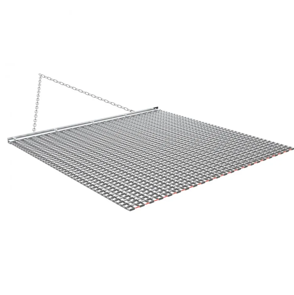 VEVOR Drag Harrow, 4 x 4 ft, High-Efficiency Chain Harrow Rake, ATVs UTVs Tractors Attachments, Durable Galvanized Steel Mesh Drag Mat with Towing Chain, for Gravel Driveway Ruts Farm Field Leveling