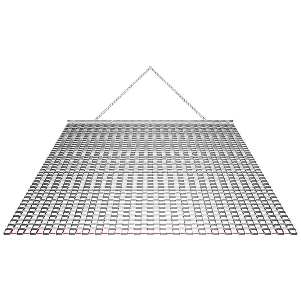 VEVOR Drag Harrow, 4 x 4 ft, High-Efficiency Chain Harrow Rake, ATVs UTVs Tractors Attachments, Durable Galvanized Steel Mesh Drag Mat with Towing Chain, for Gravel Driveway Ruts Farm Field Leveling