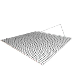 VEVOR Drag Harrow, 4 x 4 ft, High-Efficiency Chain Harrow Rake, ATVs UTVs Tractors Attachments, Durable Galvanized Steel Mesh Drag Mat with Towing Chain, for Gravel Driveway Ruts Farm Field Leveling