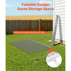 VEVOR Drag Harrow, 6 x 3 ft, High-Efficiency Chain Harrow Rake, ATVs UTVs Tractors Attachments, Durable Galvanized Steel Mesh Drag Mat with Towing Chain, for Gravel Driveway Ruts Farm Field Leveling