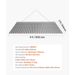 VEVOR Drag Harrow, 6 x 3 ft, High-Efficiency Chain Harrow Rake, ATVs UTVs Tractors Attachments, Durable Galvanized Steel Mesh Drag Mat with Towing Chain, for Gravel Driveway Ruts Farm Field Leveling