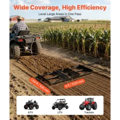 VEVOR Drag Harrow, 48 x 20 in, Tow-Behind Driveway Grader with Adjustable Width & 50lbs Load Capacity, Heavy Duty Lawn Leveling Rake, Galvanized Steel Gravel Driveway Drag, Fits ATVs UTVs Tractors