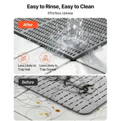 VEVOR Drainage Mat, 3 x 50 ft, PVC Non Slip Commercial Floor Mat, Wet Area Water Drain Splash Matting Hollow Doormat Roll, for Outdoor Indoor Restaurant Swimming Pool Patio Bathroom Washroom, Black