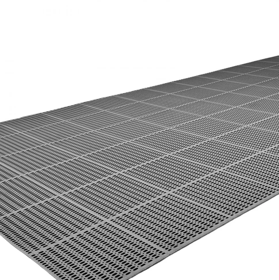 VEVOR Drainage Mat, 3 x 50 ft, PVC Non Slip Commercial Floor Mat, Wet Area Water Drain Splash Matting Hollow Doormat Roll, for Outdoor Indoor Restaurant Swimming Pool Patio Bathroom Washroom, Black