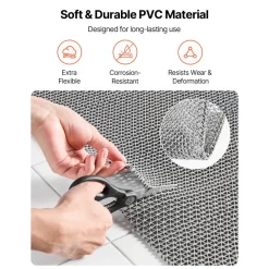 VEVOR Drainage Mat, 3 x 16.4 ft, PVC Non Slip Commercial Floor Mat, Wet Area Water Drain Splash Matting Hollow Doormat Roll, for Outdoor Indoor Restaurant Swimming Pool Patio Bathroom Washroom, Gray
