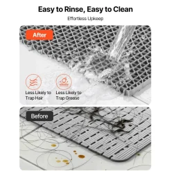 VEVOR Drainage Mat, 3 x 10 ft, PVC Non Slip Commercial Floor Mat, Wet Area Water Drain Splash Matting Hollow Doormat Roll, for Outdoor Indoor Restaurant Swimming Pool Patio Bathroom Washroom, Gray