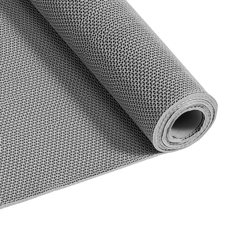 VEVOR Drainage Mat, 3 x 10 ft, PVC Non Slip Commercial Floor Mat, Wet Area Water Drain Splash Matting Hollow Doormat Roll, for Outdoor Indoor Restaurant Swimming Pool Patio Bathroom Washroom, Gray