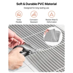 VEVOR Drainage Mat, 3 x 50 ft, PVC Non Slip Commercial Floor Mat, Wet Area Water Drain Splash Matting Hollow Doormat Roll, for Outdoor Indoor Restaurant Swimming Pool Patio Bathroom Washroom, Gray