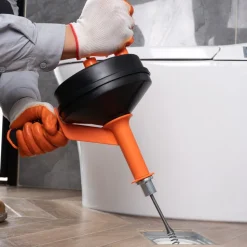 VEVOR Drain Auger 25Ft, Plumbing Snake with Drill Attachment, Plumbers Snake Drain Clog Remover for Kitchen Bathroom Shower Sink with Protective Hose and Gloves