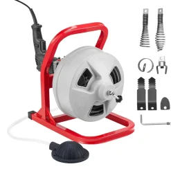 VEVOR Drain Cleaner Machine 66FT x 5/8 Inch, 250W Electric Sewer Snake Auger Manual Feed - with 2 Sectional Steel Cables (66' x 5/8