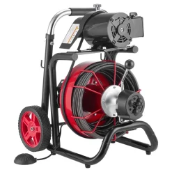 VEVOR Drain Cleaner Machine 100 FT x 3/8 Inch, Auto Feed Sewer Snake Drain Auger on Wheels, Portable Drain Cleaning Machine with 8 Cutters & Air-Activated Foot Switch for 2