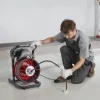 VEVOR Drain Cleaner Machine 75 FT x 1/2 Inch, Sewer Snake Auger Manual Feed with 4 Cutters & Air-activated Foot Switch for 2" to 6" Pipes