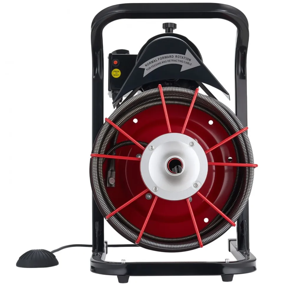VEVOR Drain Cleaner Machine 75 FT x 1/2 Inch, Sewer Snake Auger Manual Feed with 4 Cutters & Air-activated Foot Switch for 2" to 6" Pipes