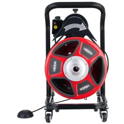 VEVOR Drain Cleaner Machine 50 FT x 1/2 Inch, Manual Feed Sewer Snake Auger on Wheels - with 4 Cutters & Air-activated Foot Switch for 2