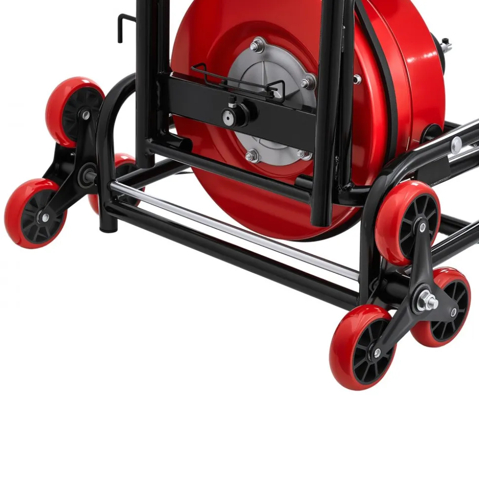 VEVOR Drain Cleaner Machine 50 FT x 5/16 Inch, Auto Feed Sewer Snake Auger with 4 Cutters & Air-Activated Foot Switch for 2" to 4" Pipes