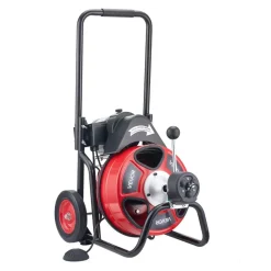 VEVOR Drain Cleaner Machine 100 FT x 1/2 Inch, Auto Feed Sewer Snake Auger on Wheels, Portable Drain Cleaning Machine with 4 Cutters & Air-activated Foot Switch for 2
