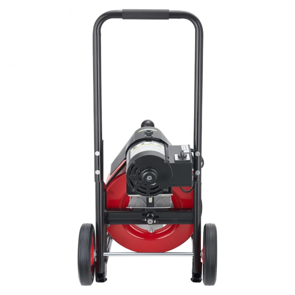 VEVOR Drain Cleaner Machine 100 FT x 1/2 Inch, Auto Feed Sewer Snake Auger on Wheels, Portable Drain Cleaning Machine with 4 Cutters & Air-activated Foot Switch for 2" to 6" Pipes