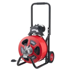VEVOR Drain Cleaner Machine 100 FT x 3/4 Inch, Auto Feed Sewer Snake Auger on Wheels, Portable Drain Cleaning Machine with 4 Cutters & Air-activated Foot Switch for 4