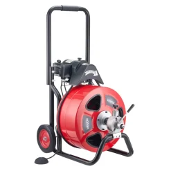 VEVOR Drain Cleaner Machine 100 FT x 3/4 Inch, Auto Feed Sewer Snake Auger on Wheels, Portable Drain Cleaning Machine with 4 Cutters & Air-activated Foot Switch for 4