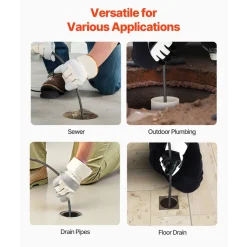 VEVOR Drain Cleaner Machine 100 FT x 3/4 Inch, Auto Feed Sewer Snake Auger on Wheels, Portable Drain Cleaning Machine with 4 Cutters & Air-activated Foot Switch for 4