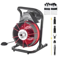 VEVOR Drain Cleaner Machine 120FT x 6/5 Inch, 1100W Electric Sewer Snake Auger Manual Feed - with 6 Cutters and CW/CCW Control for 4" to 8" Pipes