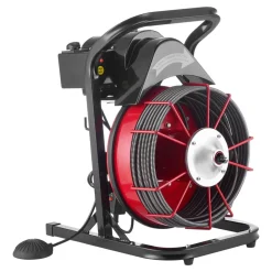 VEVOR Drain Cleaner Machine 75 FT x 3/8 Inch, Sewer Snake Auger Manual Feed with 4 Cutters & Air-activated Foot Switch for 2