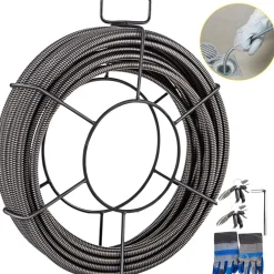 VEVOR Drain Cleaning Cable 50 Feet x 1/2 Inch Solid Core Cable Sewer Cable Drain Auger Cable Cleaner Snake Clog Pipe Drain Cleaning Cable Sewer Drain Auger Snake Pipe