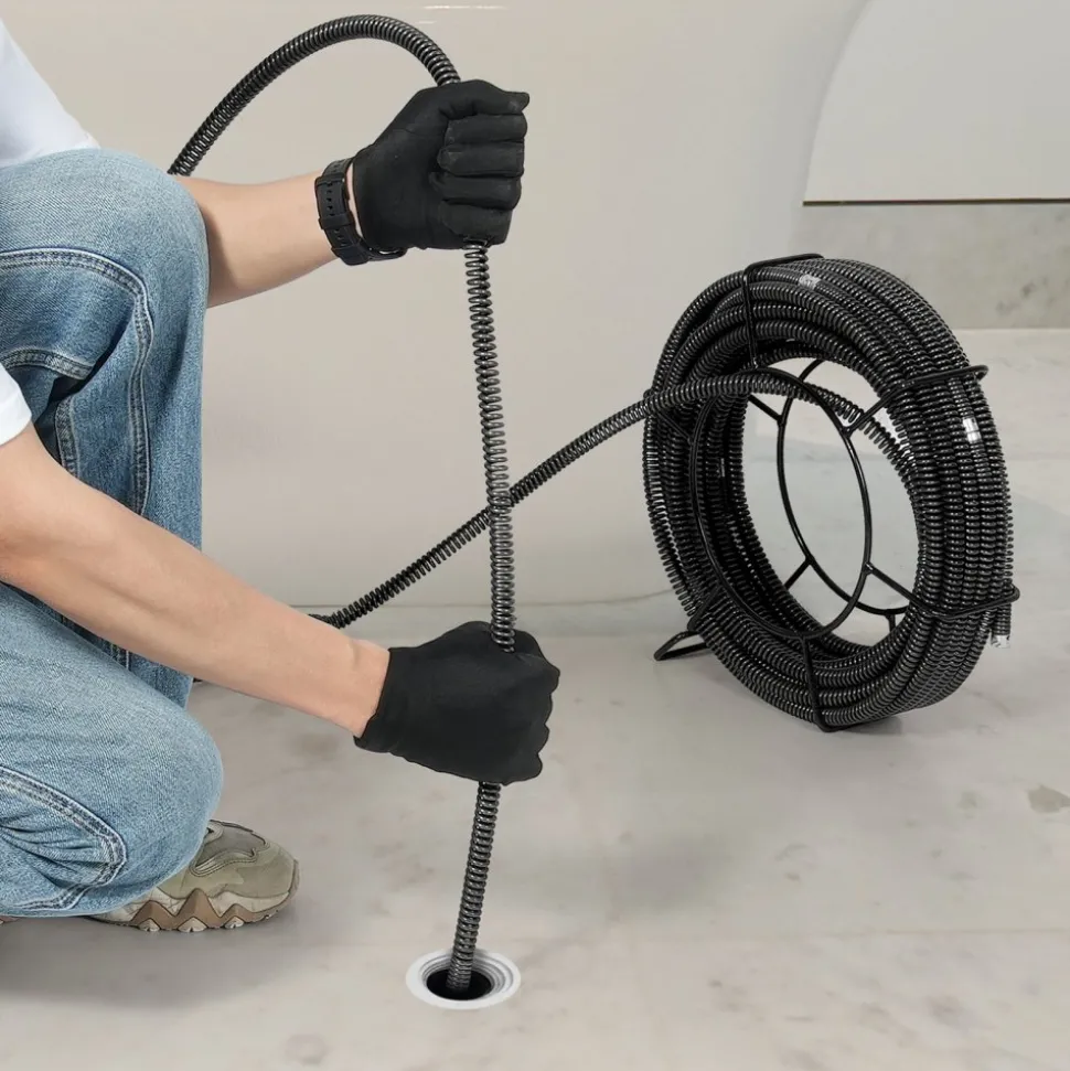 VEVOR Drain Cleaning Cable 66 FT x 5/8 Inch, Professional Sectional Drain Cleaner Cable with 7 Cutters for 0.8" to 3.9" Pipes, Hollow Core Sewer Drain Auger Cable for Sink, Floor Drain, Toilet